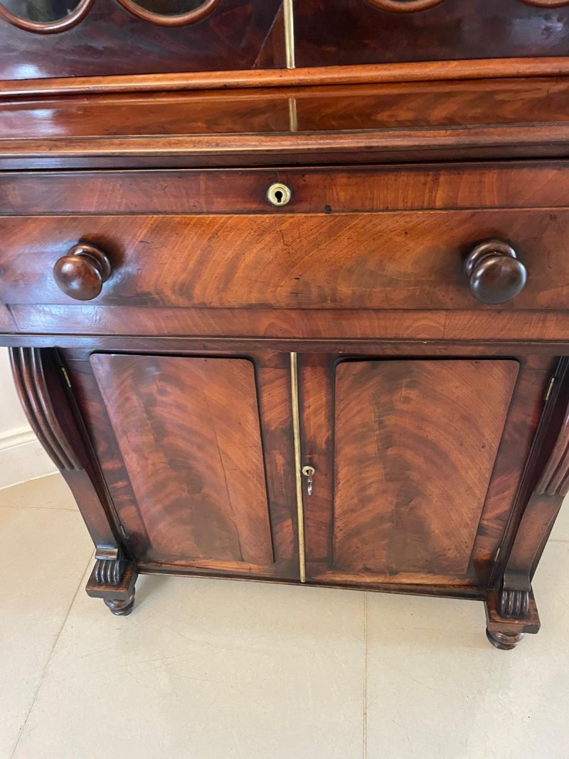 Small Antique Regency Quality Figured Mahogany Secretaire Bookcase - Image 12